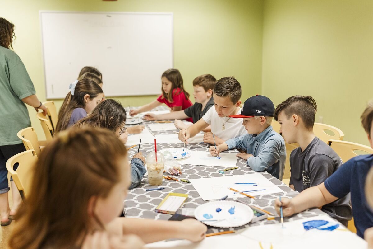 Kids at art table